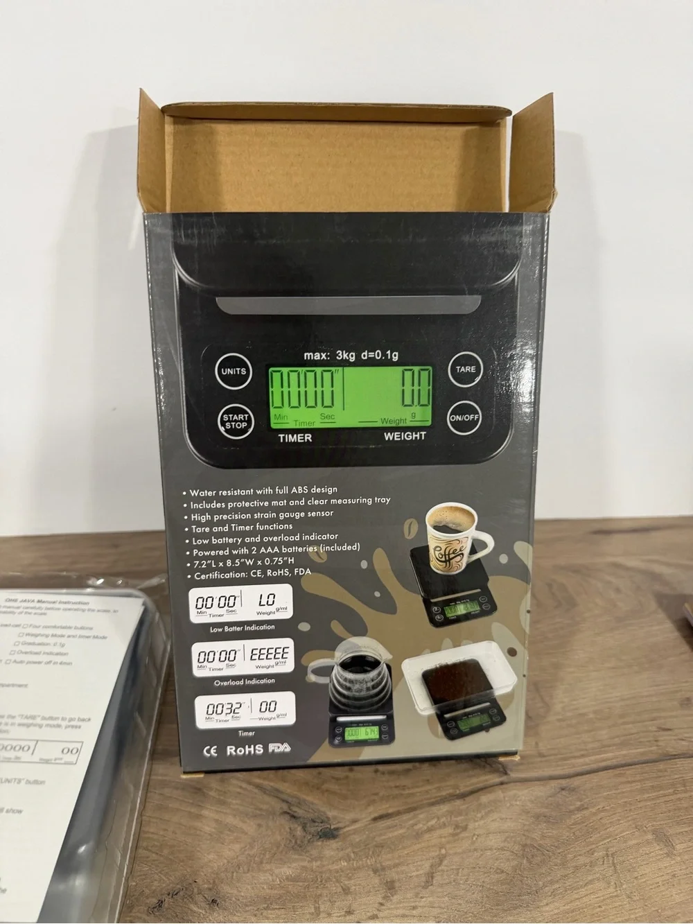 Java Digital Drip Coffee Scale - Black/Grey